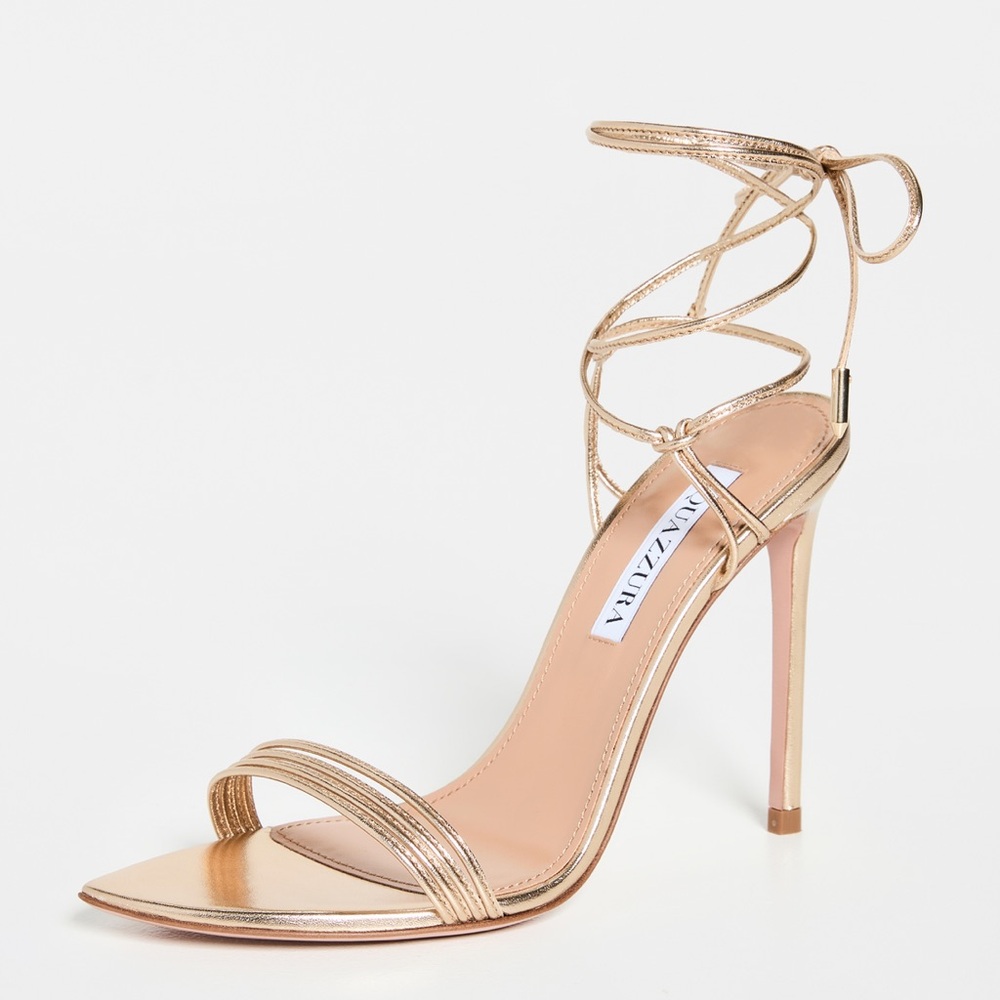 Aquazzura Metallic Gold Strappy Sandals